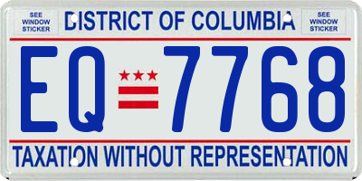 DC license plate EQ7768