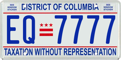 DC license plate EQ7777
