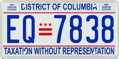DC license plate EQ7838