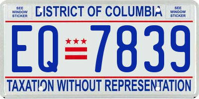 DC license plate EQ7839