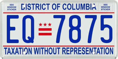 DC license plate EQ7875