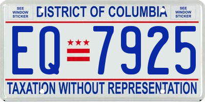 DC license plate EQ7925