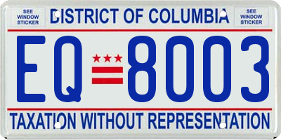 DC license plate EQ8003