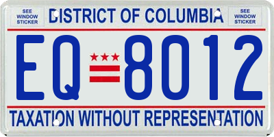 DC license plate EQ8012