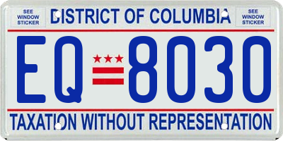 DC license plate EQ8030