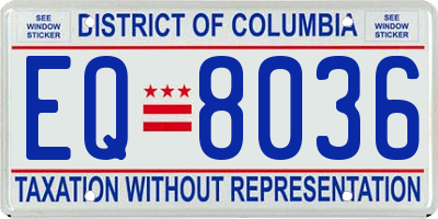 DC license plate EQ8036