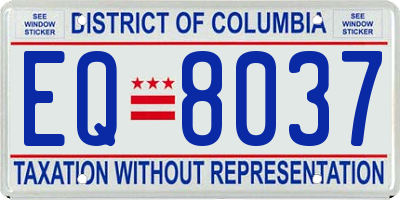 DC license plate EQ8037