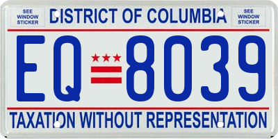 DC license plate EQ8039