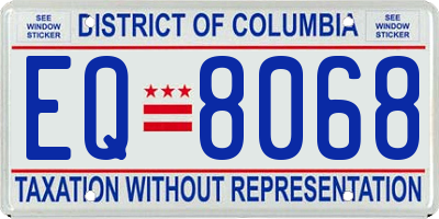 DC license plate EQ8068
