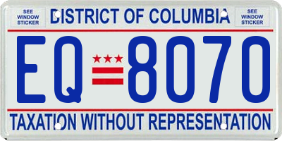 DC license plate EQ8070