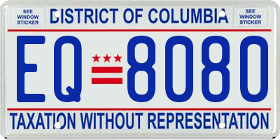 DC license plate EQ8080