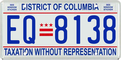 DC license plate EQ8138