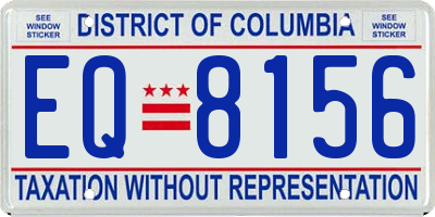 DC license plate EQ8156