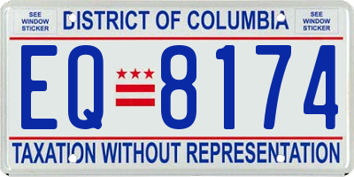 DC license plate EQ8174