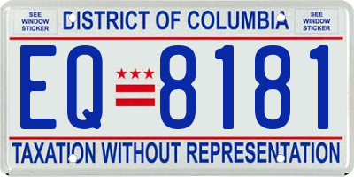 DC license plate EQ8181