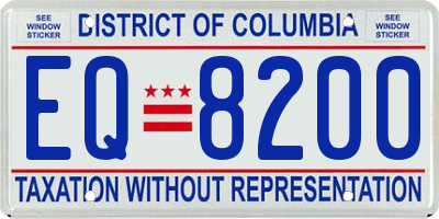 DC license plate EQ8200