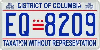 DC license plate EQ8209