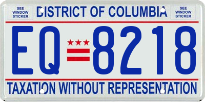 DC license plate EQ8218