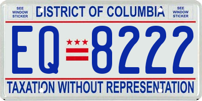 DC license plate EQ8222