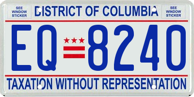 DC license plate EQ8240