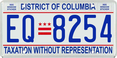 DC license plate EQ8254