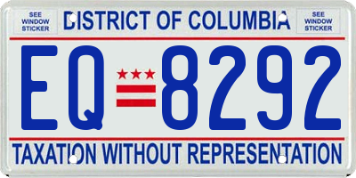 DC license plate EQ8292