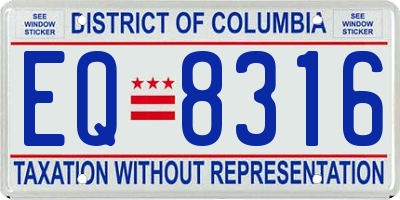 DC license plate EQ8316