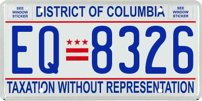 DC license plate EQ8326