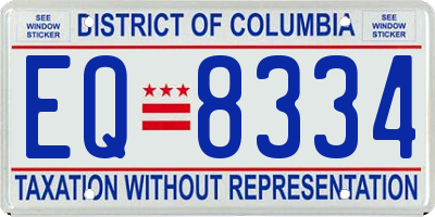 DC license plate EQ8334