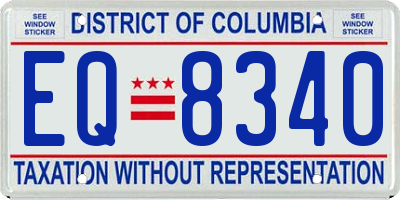 DC license plate EQ8340