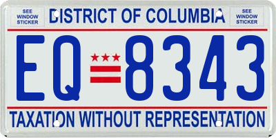 DC license plate EQ8343