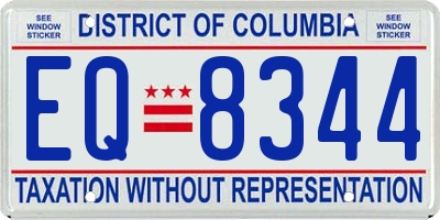 DC license plate EQ8344