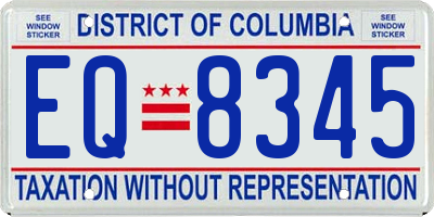 DC license plate EQ8345