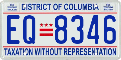 DC license plate EQ8346