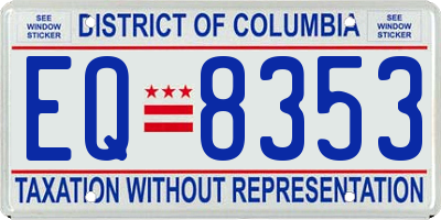 DC license plate EQ8353