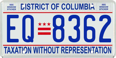 DC license plate EQ8362