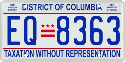 DC license plate EQ8363