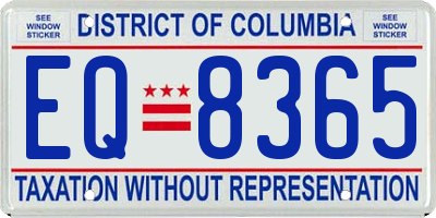 DC license plate EQ8365
