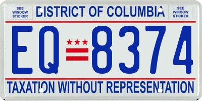 DC license plate EQ8374