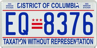 DC license plate EQ8376