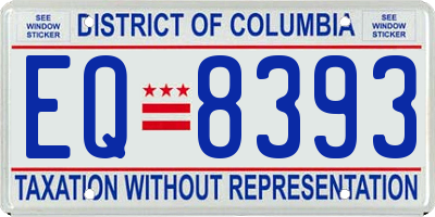 DC license plate EQ8393