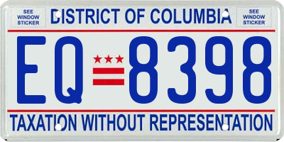 DC license plate EQ8398