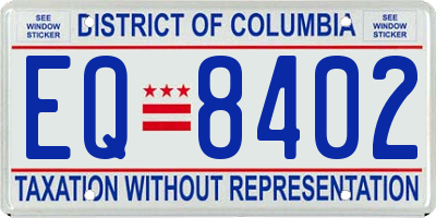 DC license plate EQ8402