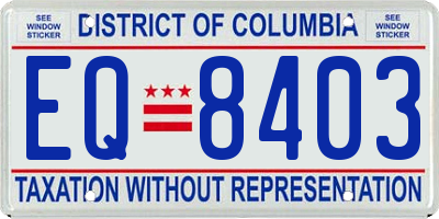 DC license plate EQ8403