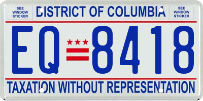 DC license plate EQ8418