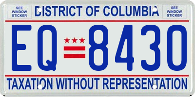 DC license plate EQ8430