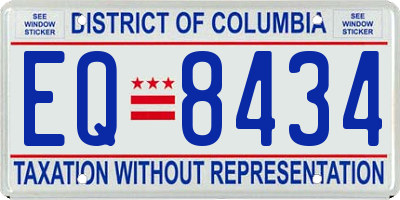 DC license plate EQ8434