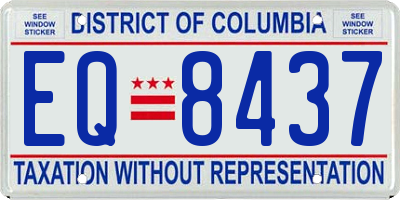 DC license plate EQ8437