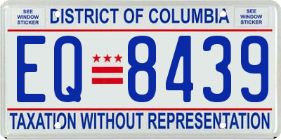 DC license plate EQ8439