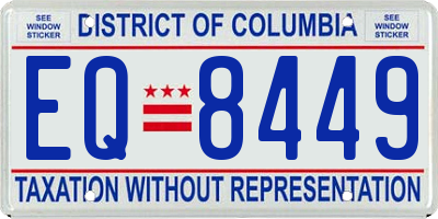 DC license plate EQ8449